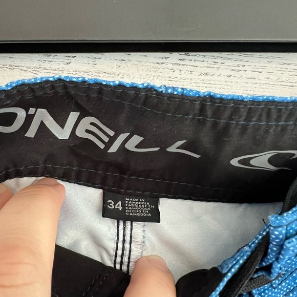 O'Neill Blue and Gray Striped Boardshorts Size 34 - Picture 6 of 6